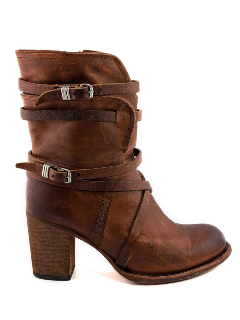 Freebird by Steven Baker Leather Mid-Calf Boots in Cognac US Size 9
